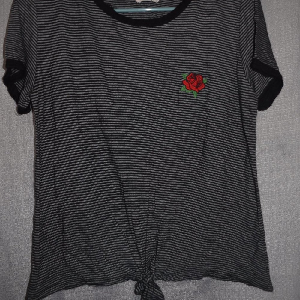 Black striped rose shirt